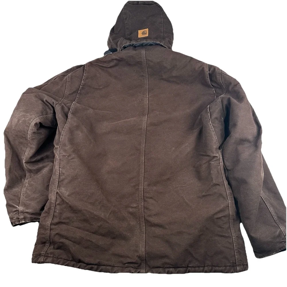 Mens XL TALL XLT Carhartt C26 DKB Chore Coat Jacket w/ Detachable Hood A148 DKB